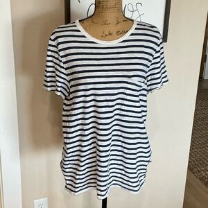 Old Navy Black and White Striped Short Sleeve Tee